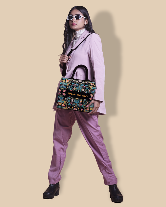 African Jungle Up Embossed Leather Personalized small Tote Bag
