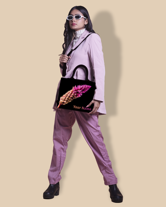 Beautiful Flower Design Up Embossed On Glossy Leather Personalized small Tote Bag