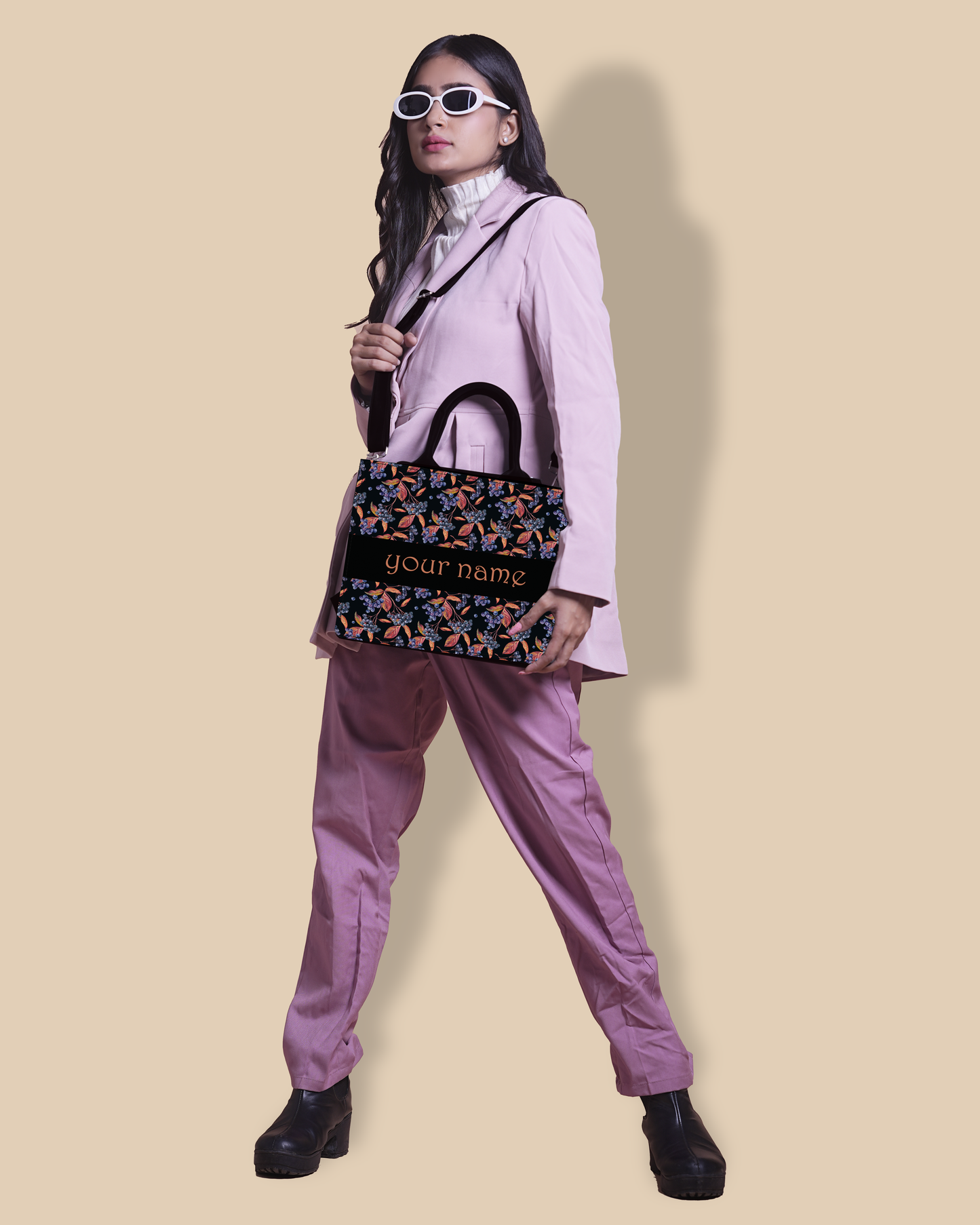 Customized small Tote Bag Designed with Grapes And Leaf Pattern