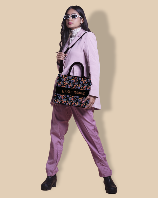 Customized small Tote Bag Designed with Grapes And Leaf Pattern