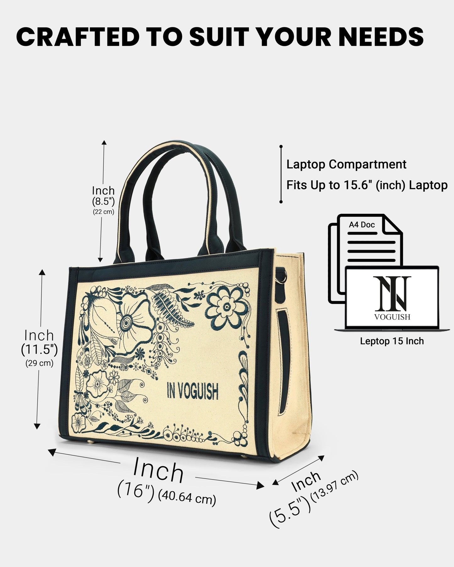 Customized Canvas Denim Embroidered doodle and Zentangle art Designer Tote Bag
