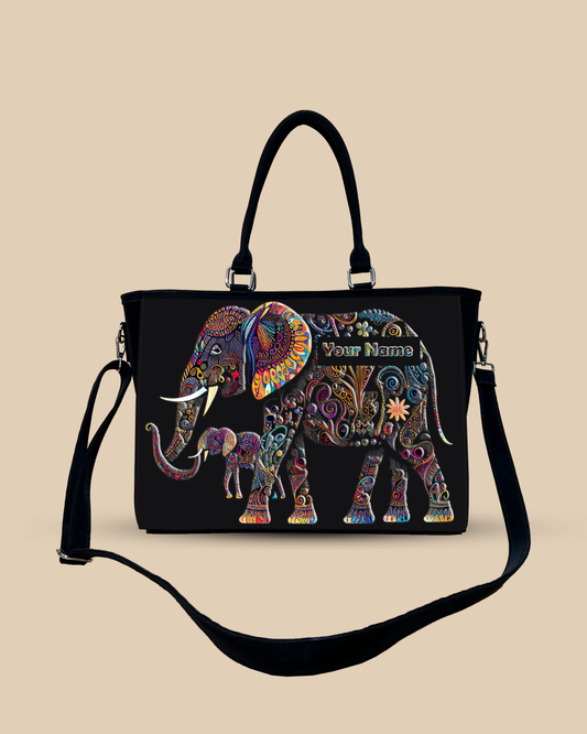 Baby And Mother Elephant Pattern Oversized Tote