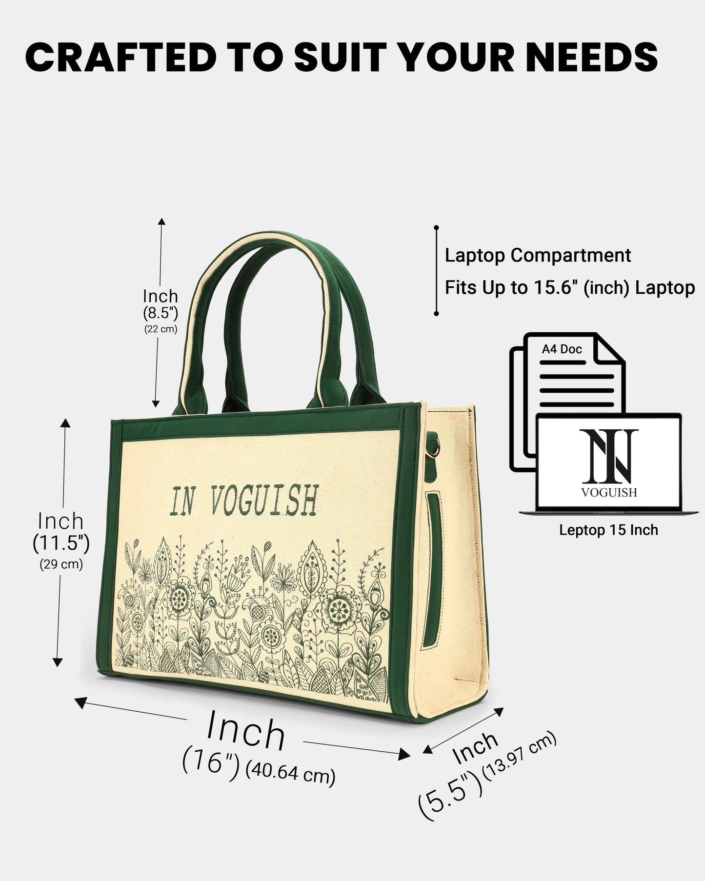 Customized Canvas Denim Embroidered Designer Flowers Bag - Green