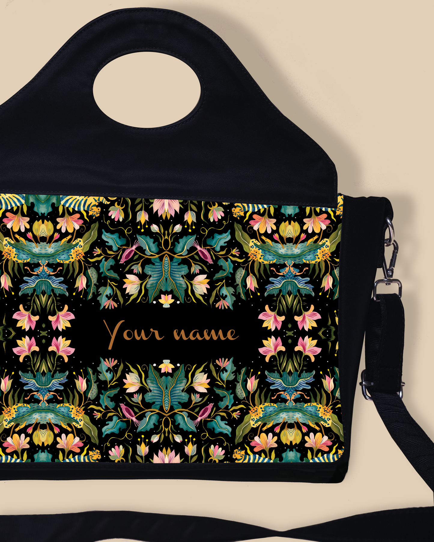 African Jungle Up Embossed Leather Personalized Sling Purse
