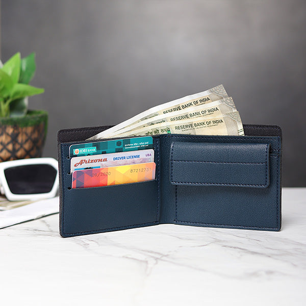 Personalized Men's Wallet With Charm Dark Blue