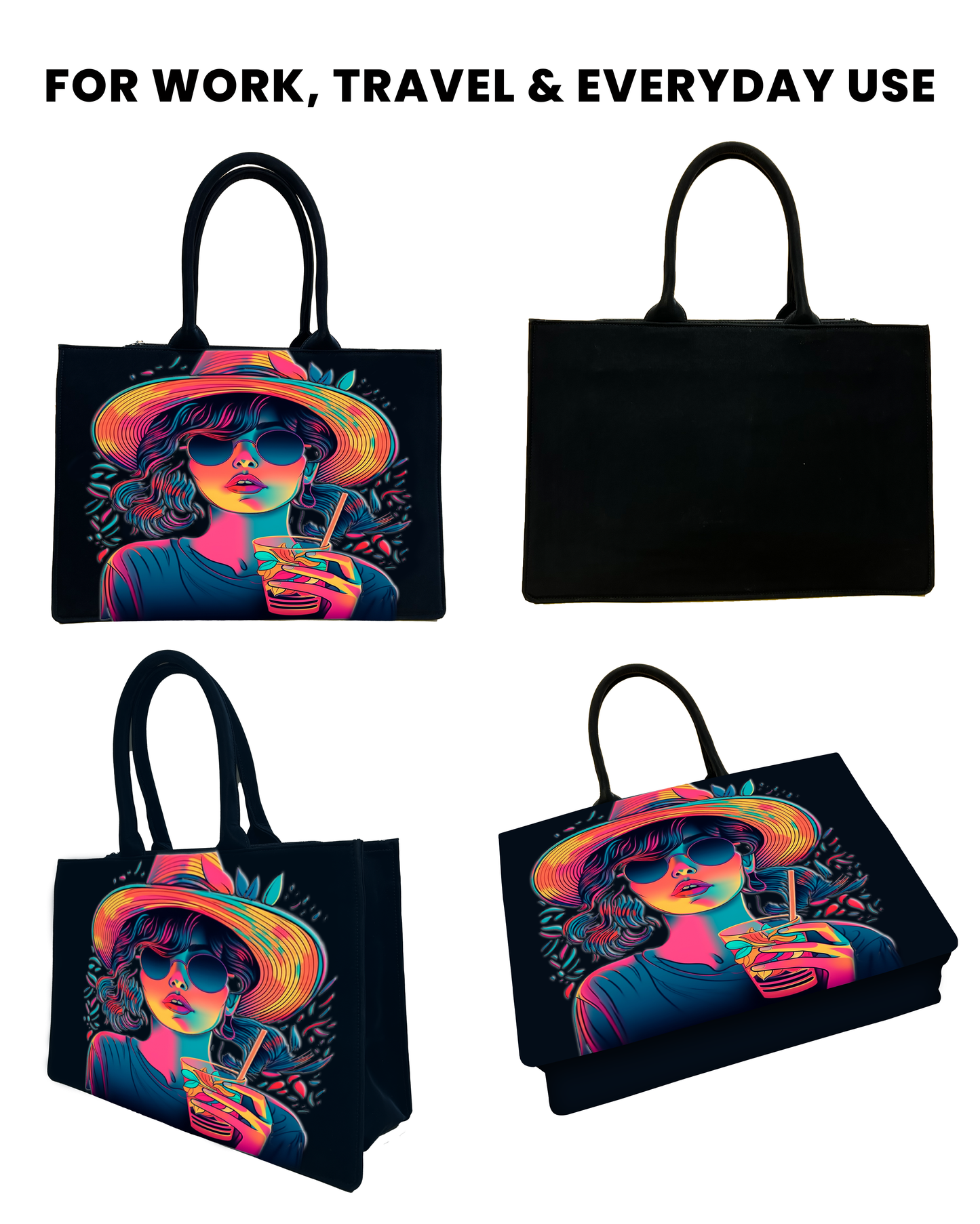 In Voguish Tote Bag Embossed designed with neon ledy