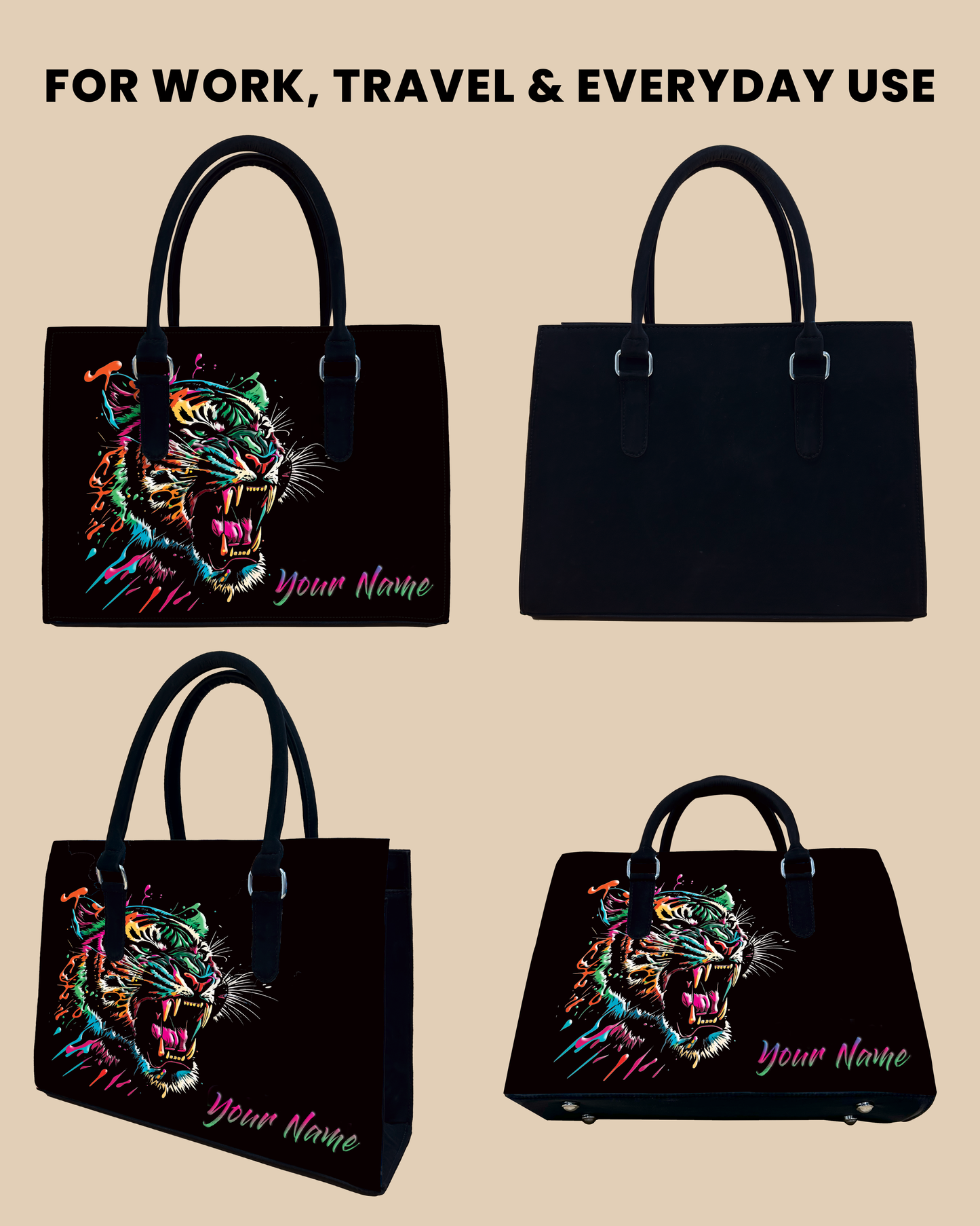 Colorful Roaring Bangal Tiger Designer Sling Tote