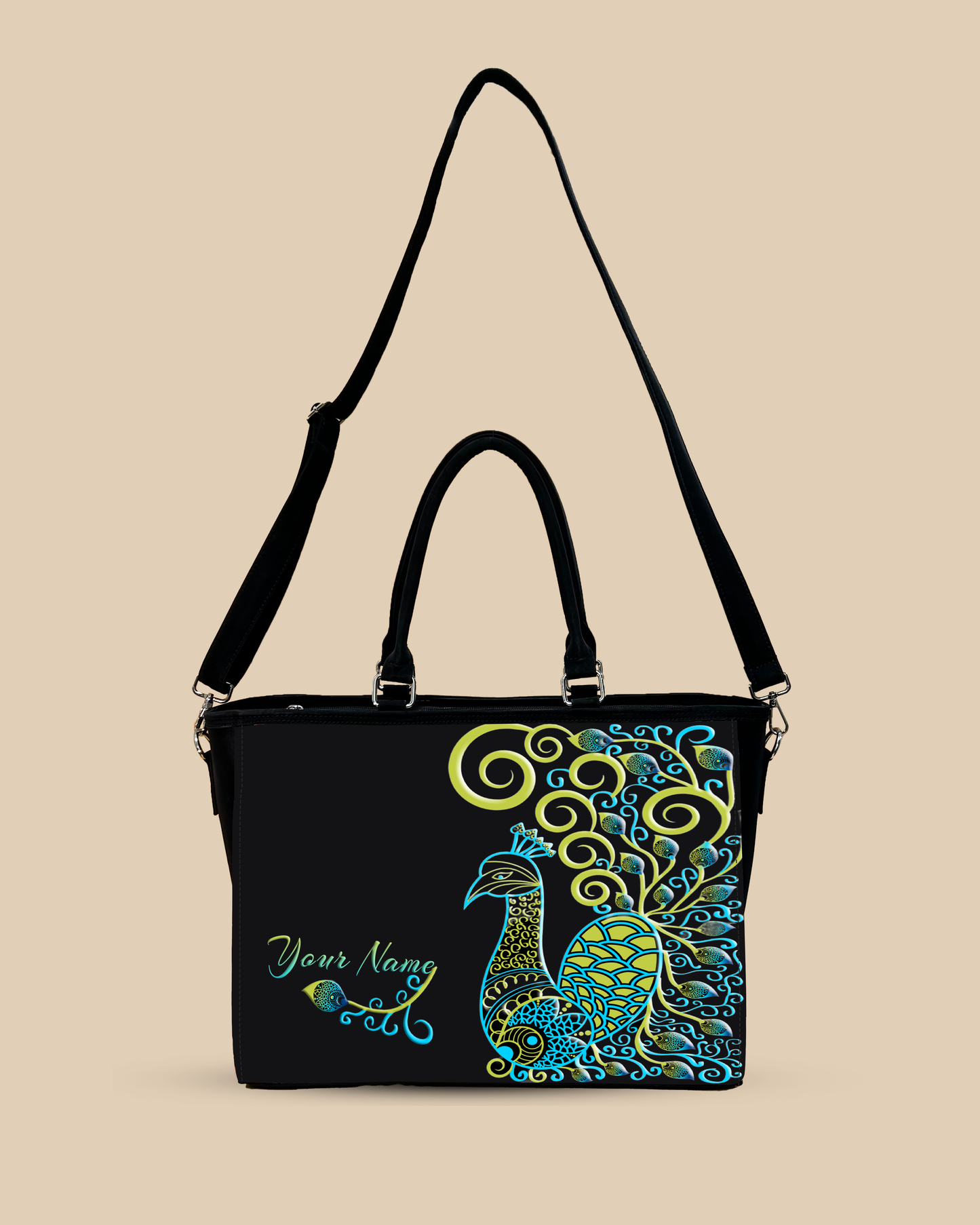 Artistic mandala peacock Oversized Tote