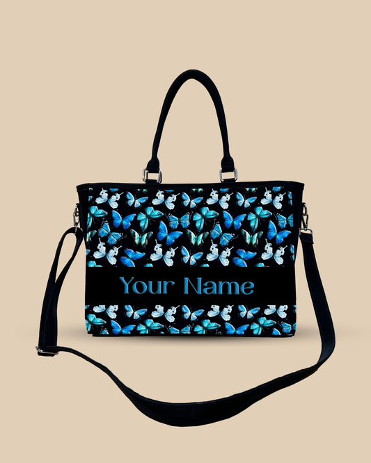 Blue Flying Butterflies Oversized Tote