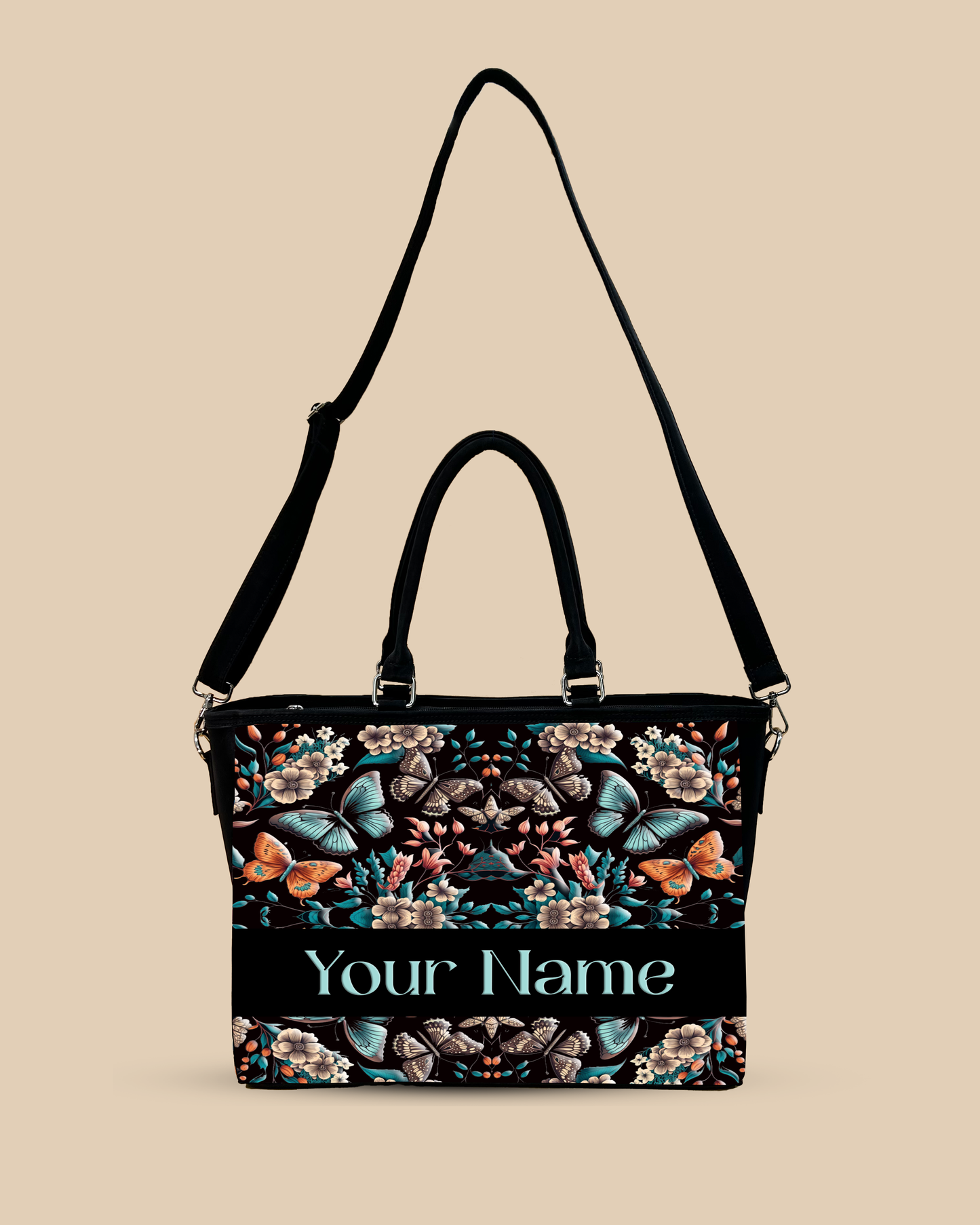 Beautiful Boho Butterflies With Flowers Oversized Tote
