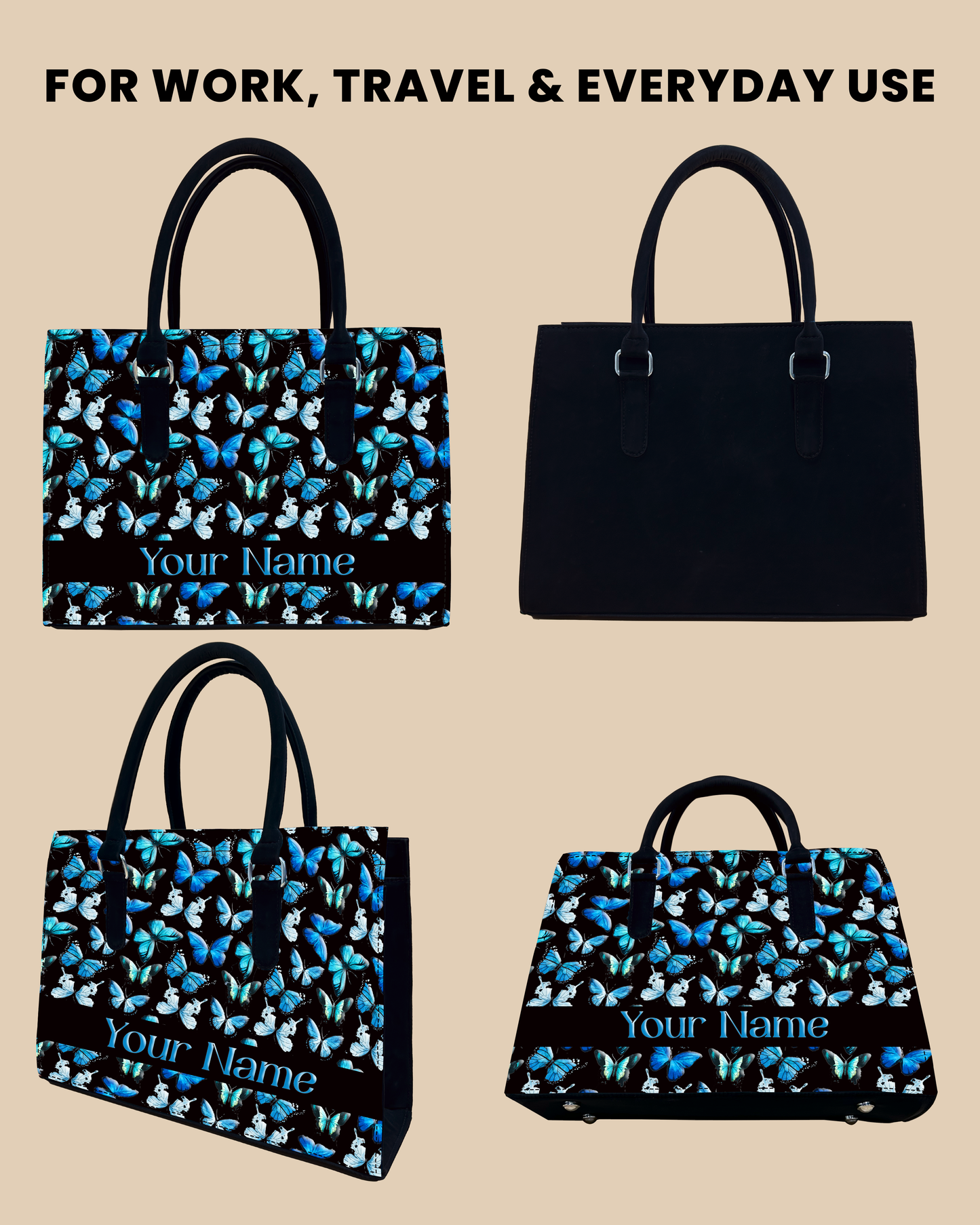 Blue Flying Butterflies Designer Sling Tote