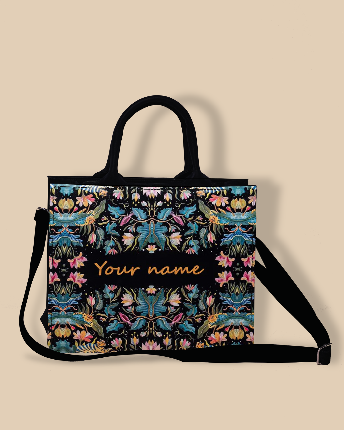 African Jungle Up Embossed Leather Personalized small Tote Bag