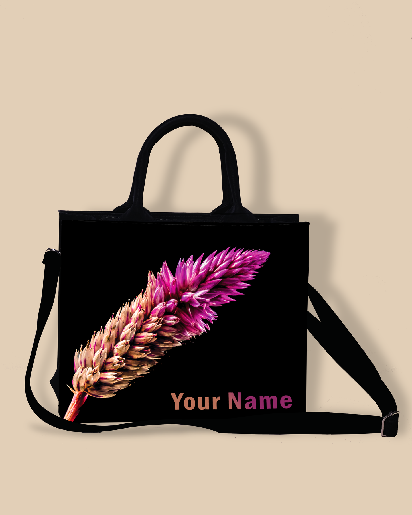 Beautiful Flower Design Up Embossed On Glossy Leather Personalized small Tote Bag