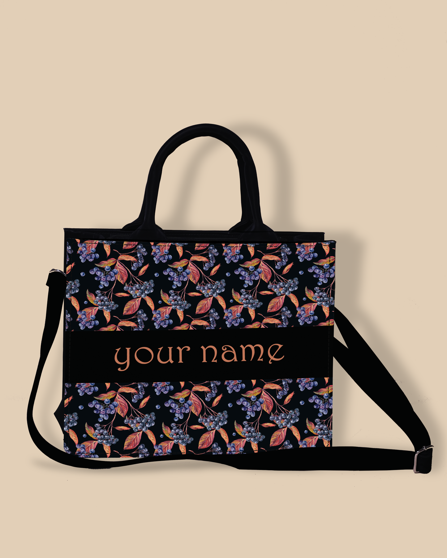 Customized small Tote Bag Designed with Grapes And Leaf Pattern