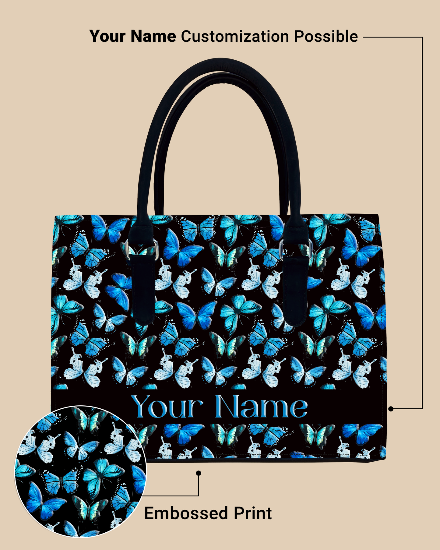 Blue Flying Butterflies Designer Sling Tote