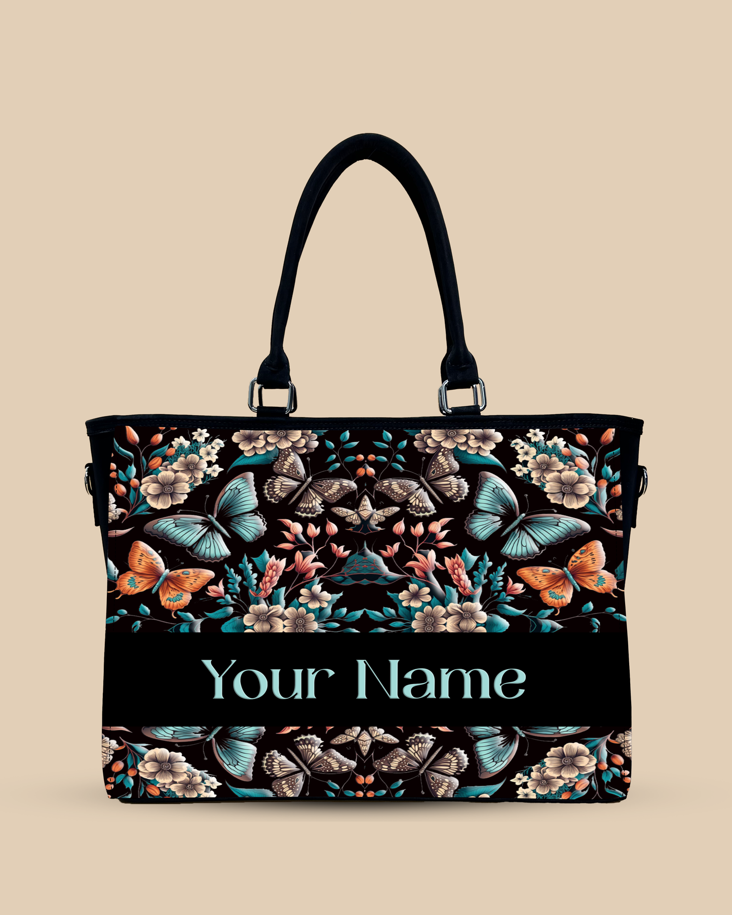 Beautiful Boho Butterflies With Flowers Oversized Tote
