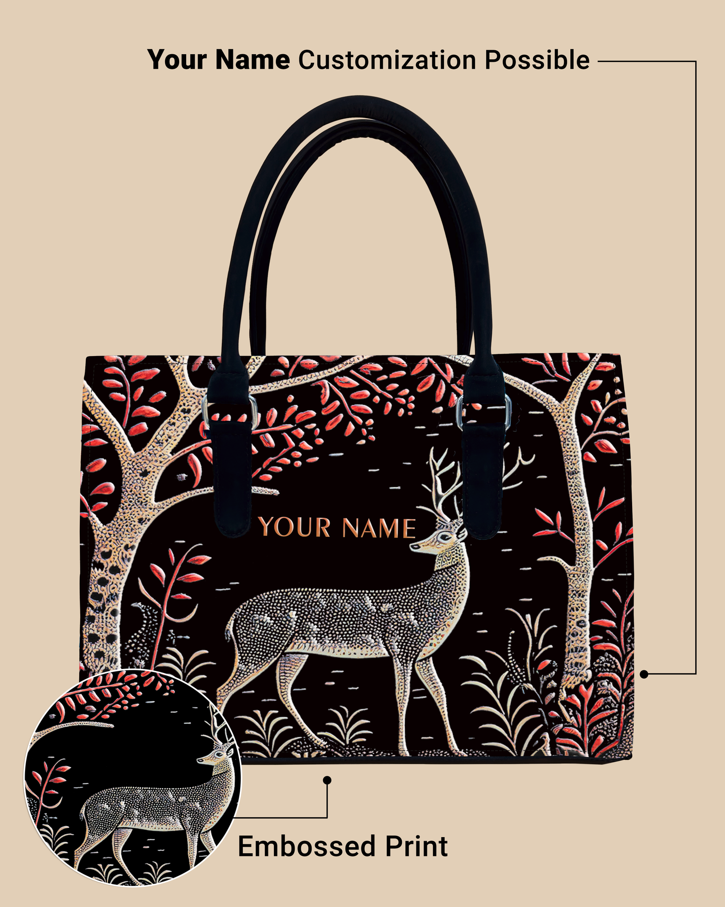 Deer in Jungle Designer Sling Tote