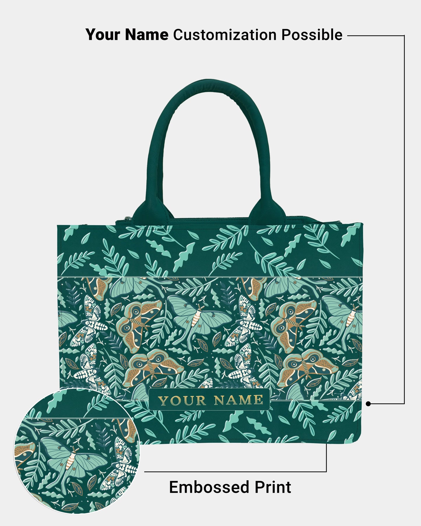 The Fluttered Garden 3D Embossed Personalized Tote Bag