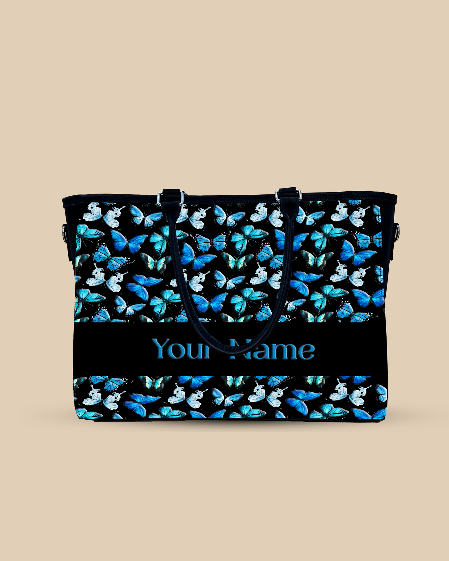 Blue Flying Butterflies Oversized Tote