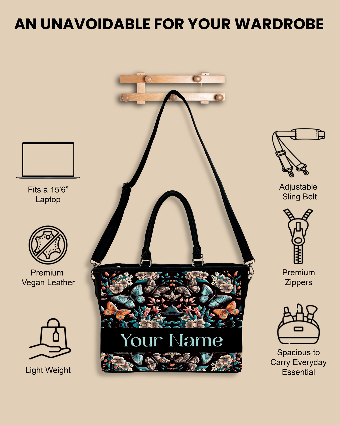 Beautiful Boho Butterflies With Flowers Oversized Tote