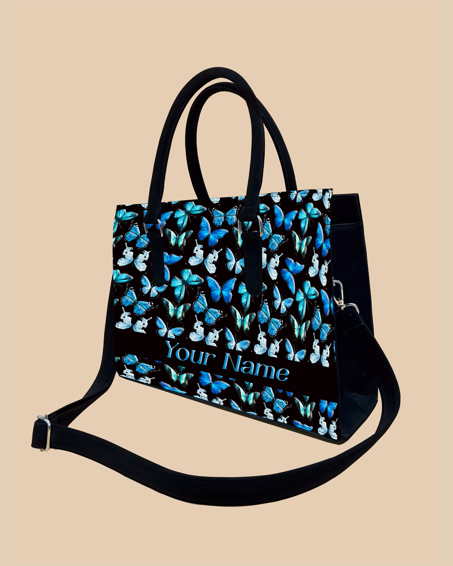 Blue Flying Butterflies Designer Sling Tote