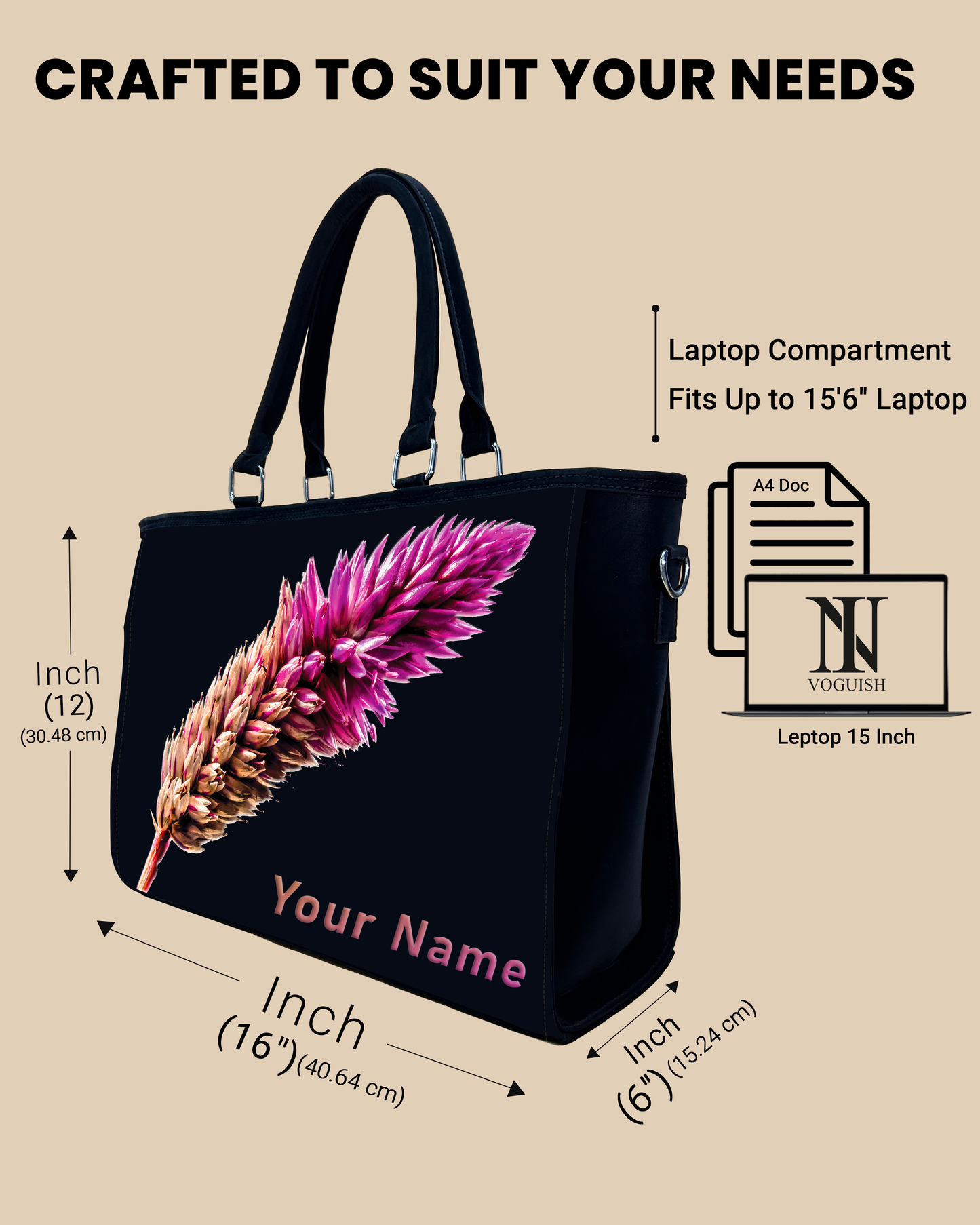 Beautiful Flower Design Oversized Tote