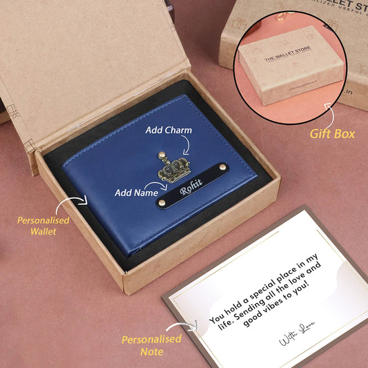 Personalized Leather Wallet With Name & Charm For Men