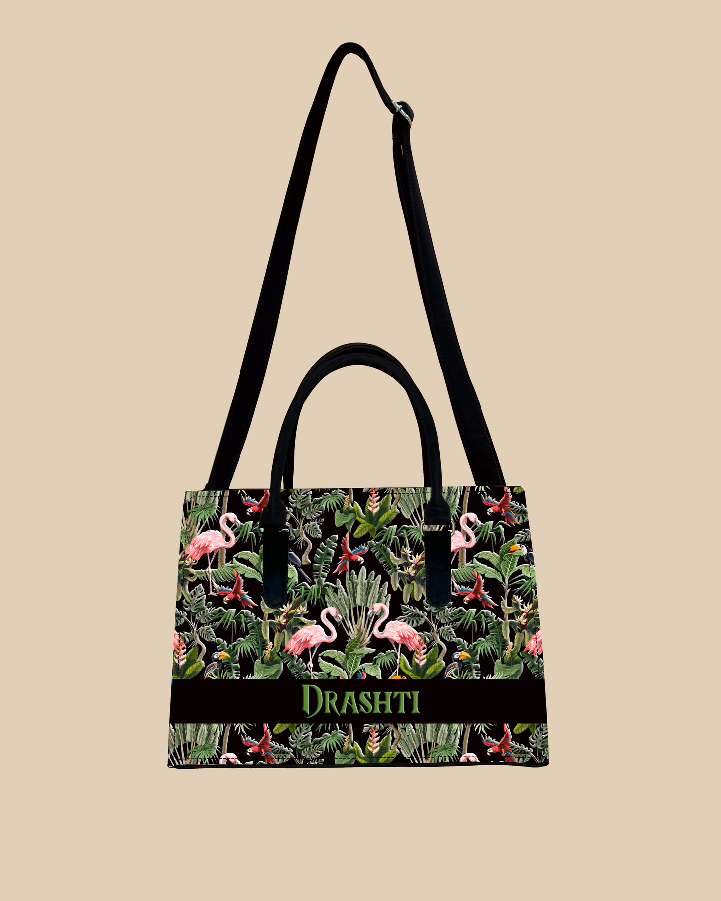 Flamingo And Colorful Parrot Designer Sling Tote