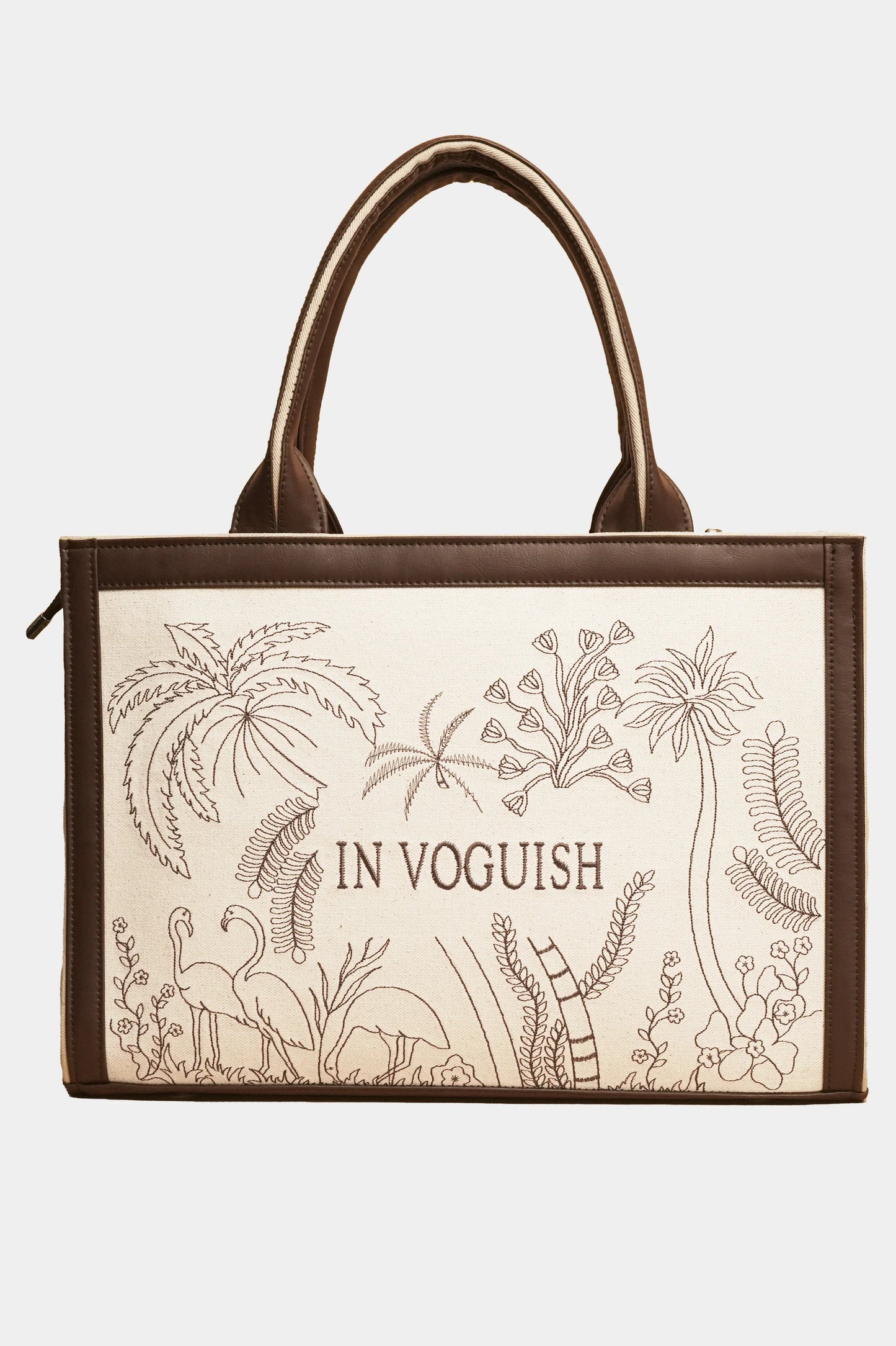 Eco-Chic Tropical Embroidered Tote