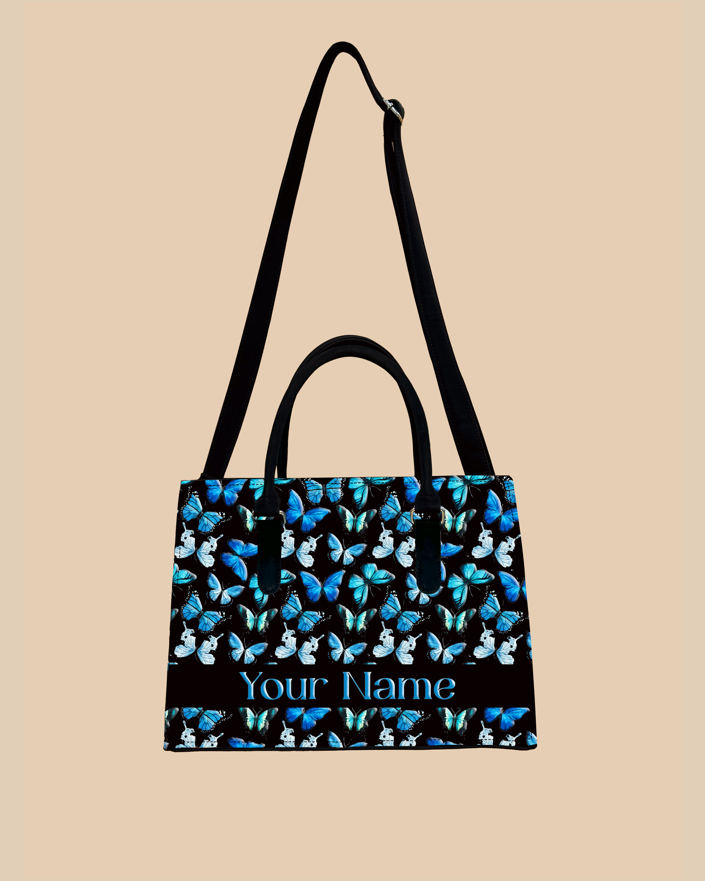 Blue Flying Butterflies Designer Sling Tote