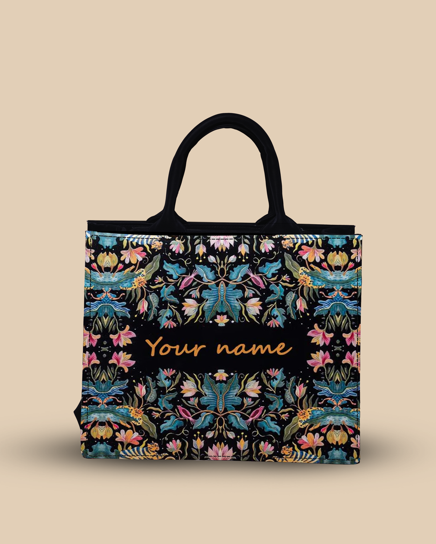 African Jungle Up Embossed Leather Personalized small Tote Bag
