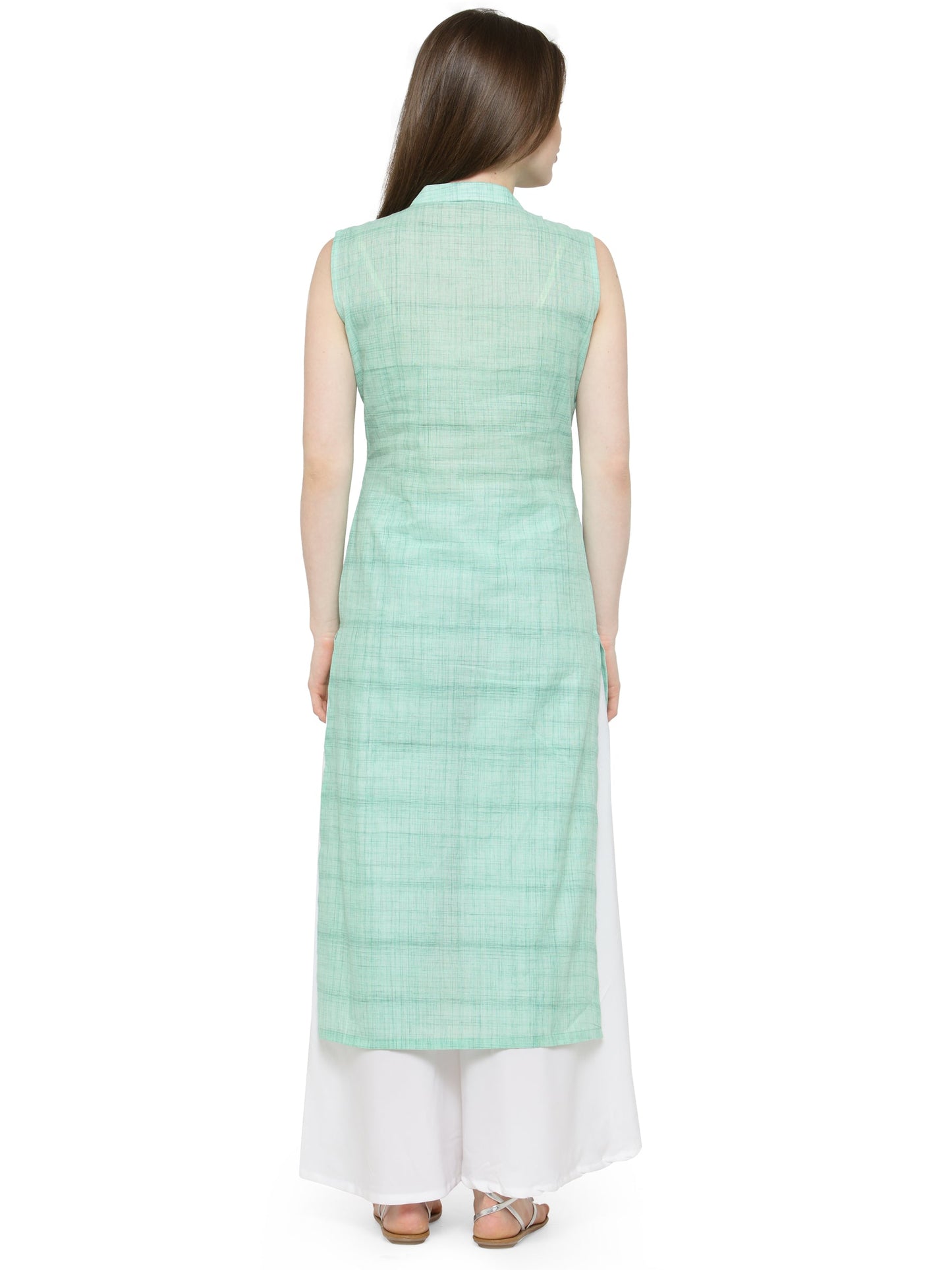 Women Green Solid Straight Kurta