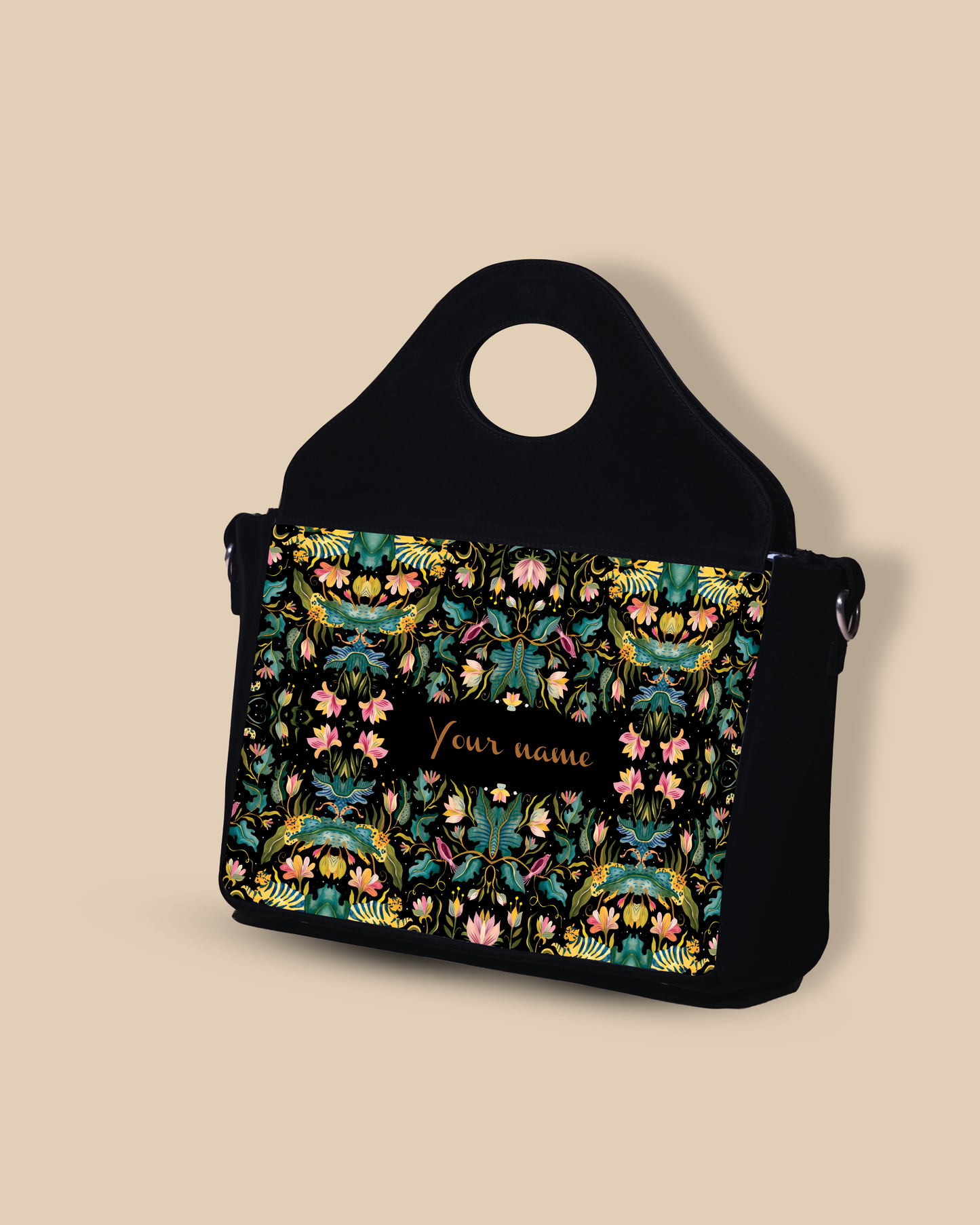 African Jungle Up Embossed Leather Personalized Sling Purse