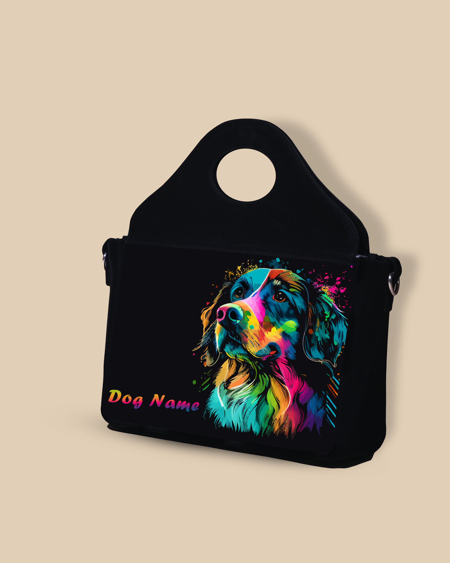 Customized Sling Purse Designed With Colourful Dog