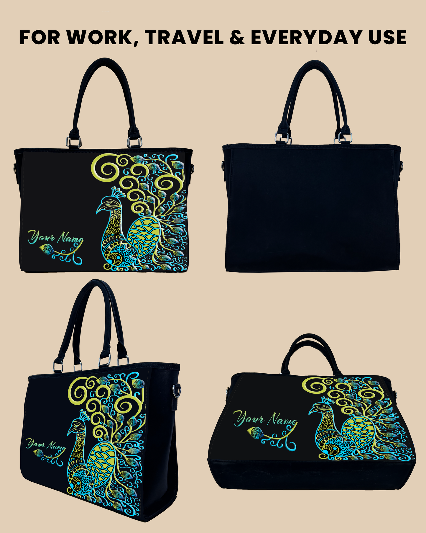 Artistic mandala peacock Oversized Tote