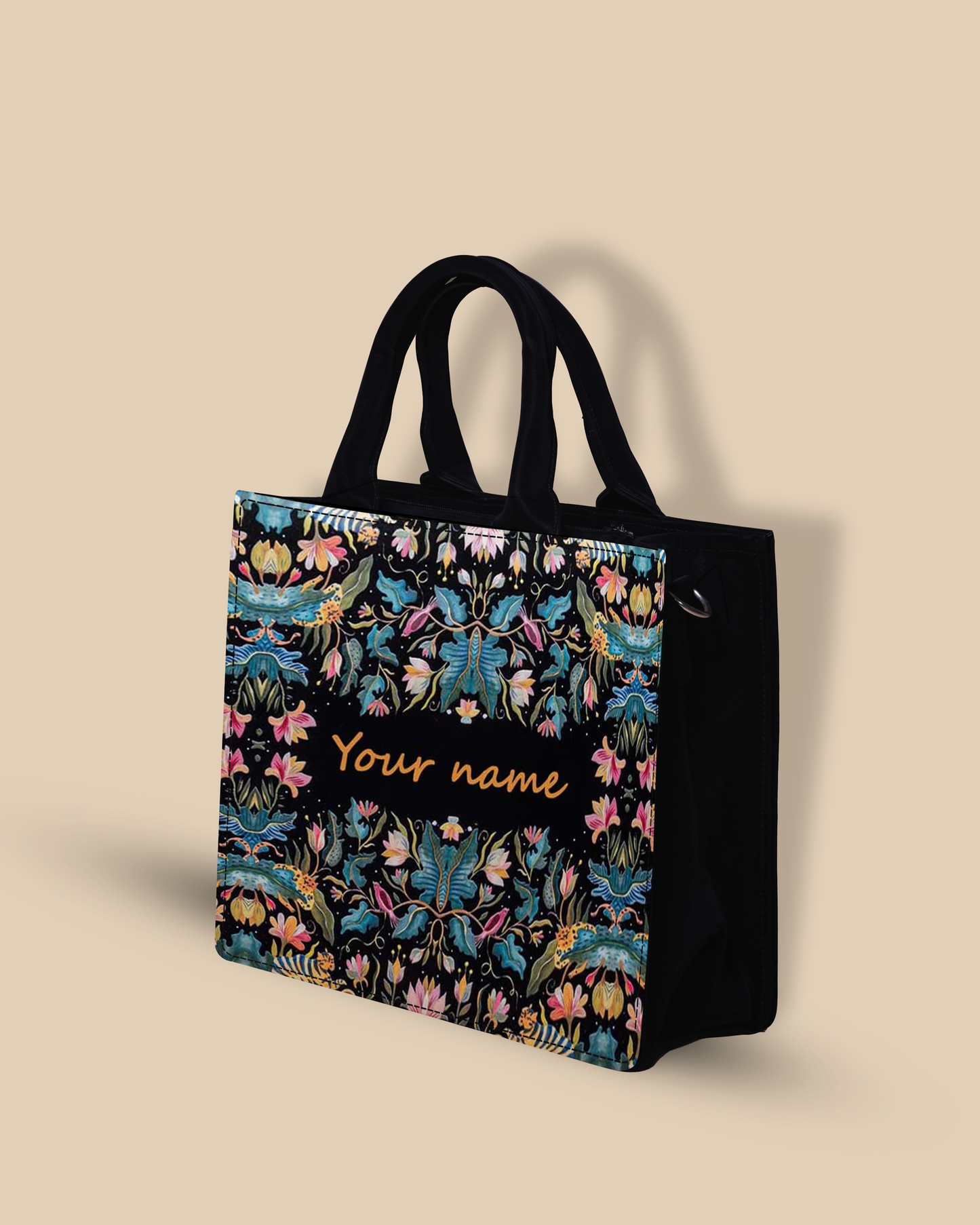 African Jungle Up Embossed Leather Personalized small Tote Bag