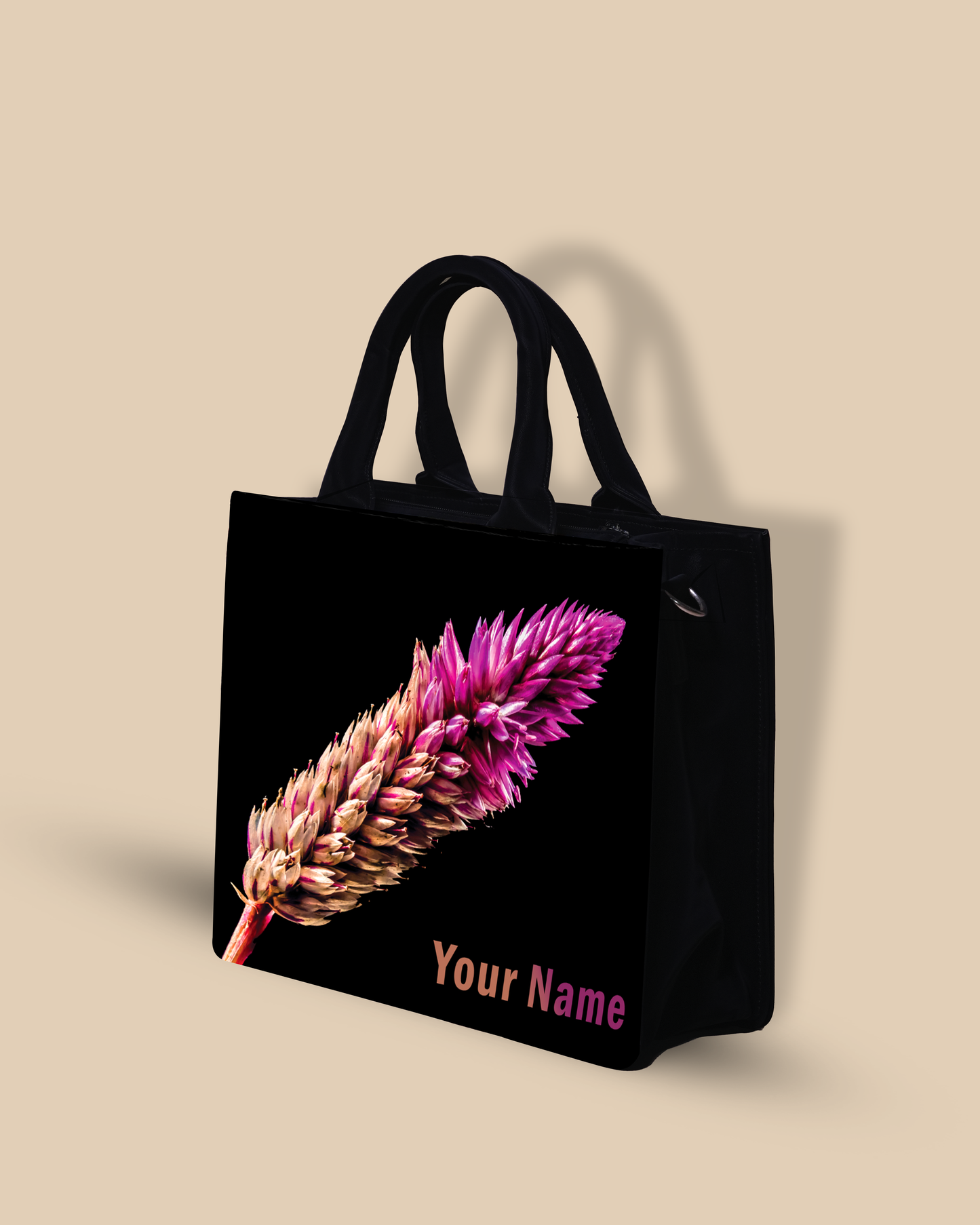 Beautiful Flower Design Up Embossed On Glossy Leather Personalized small Tote Bag