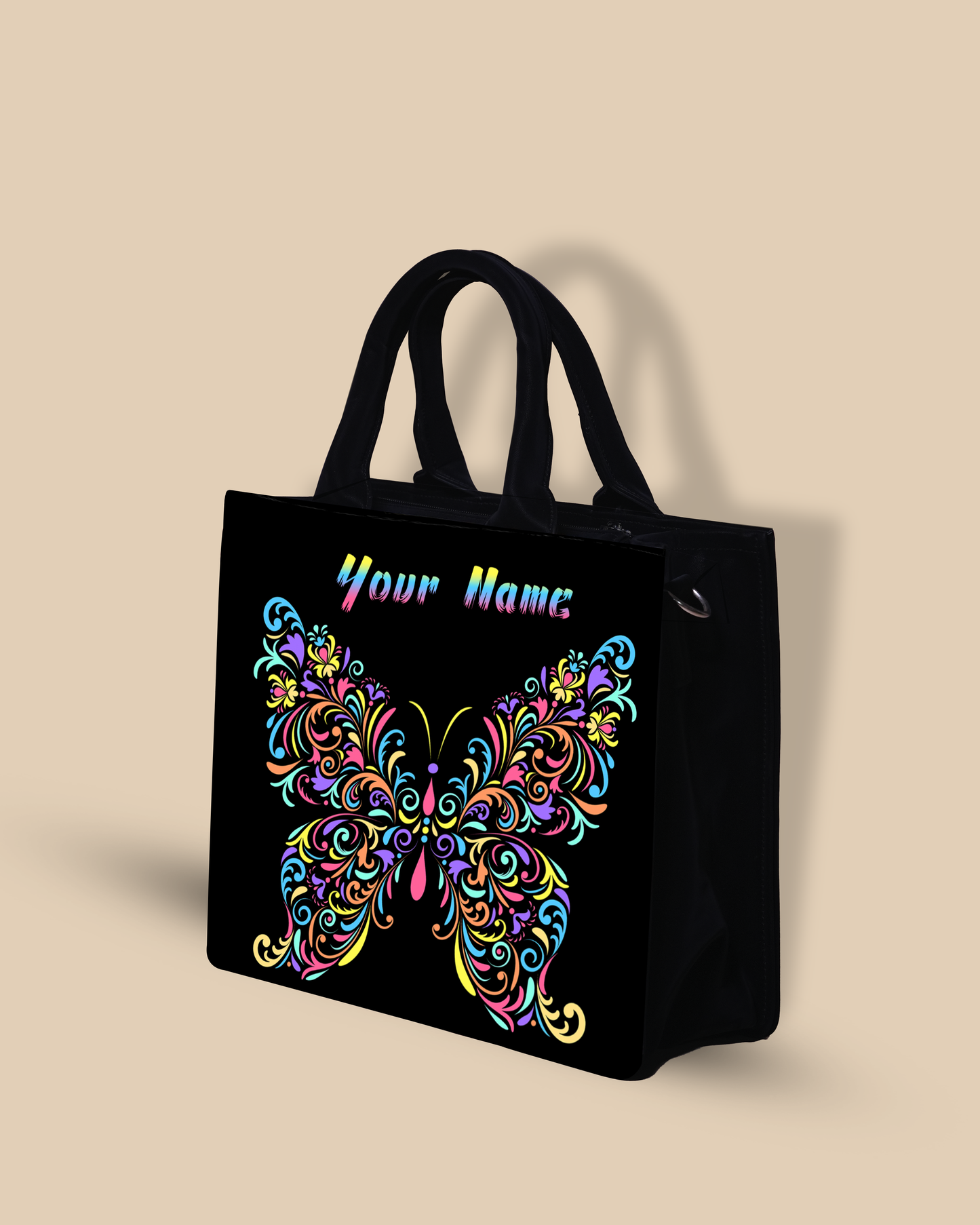 Customized small Tote Bag Designed With Colorful butterfly Pattern