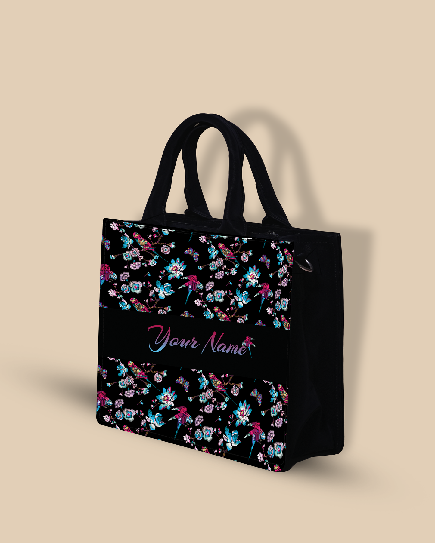 Customized small Tote Bag Designed with Flowering Branch And Bird