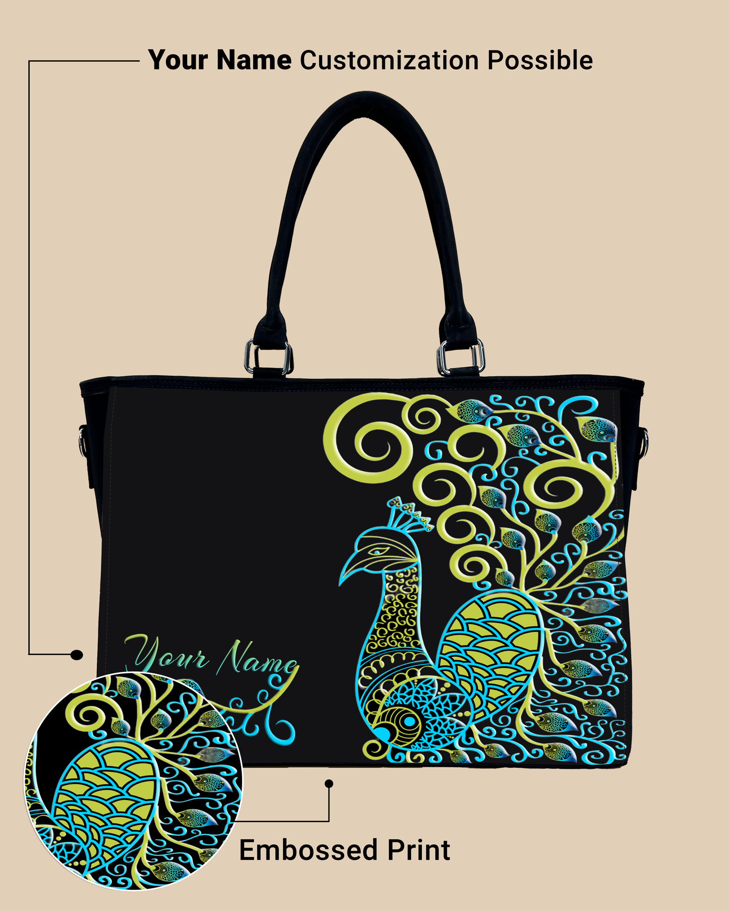 Artistic mandala peacock Oversized Tote