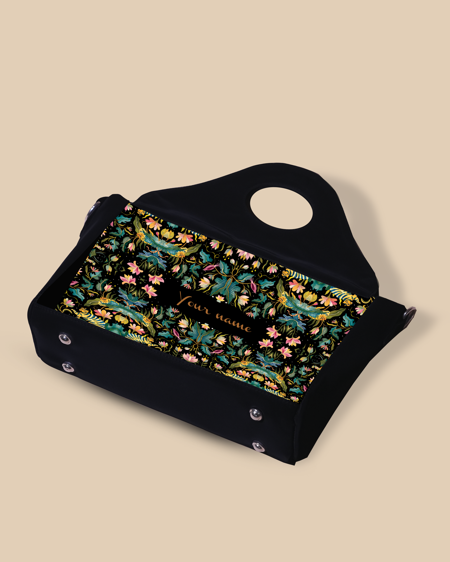 African Jungle Up Embossed Leather Personalized Sling Purse