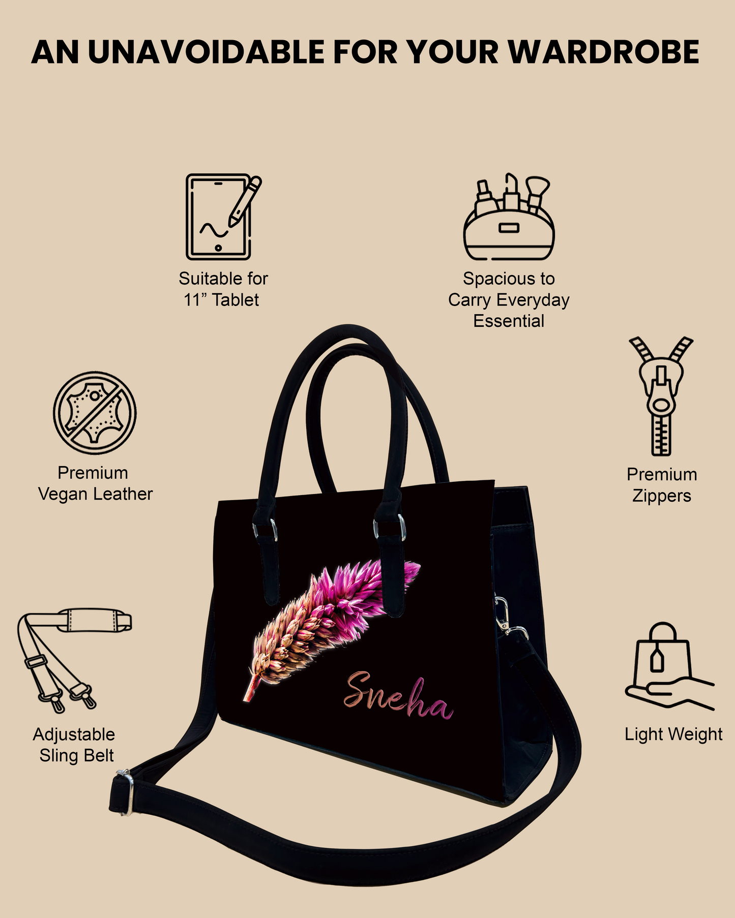 Beautiful Flower Designer Sling Tote