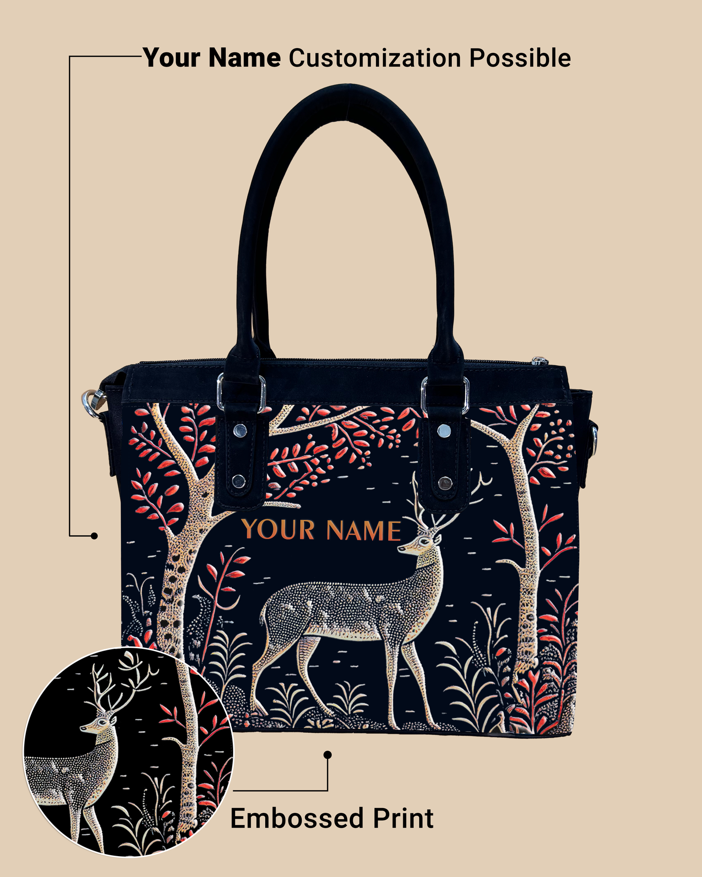 Aurelia Deer in Jungle Up Embosse Designer Sling Bag for Everyday Use