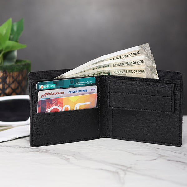 Personalized Men's Wallet With Charm Black