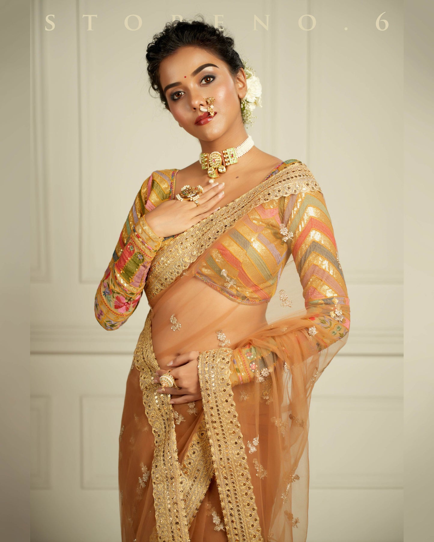 THE QUEEN'S EXOTIC EXPRESSO SAREE