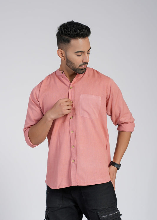 Solid Cotton Flax Full Sleeve Shirt