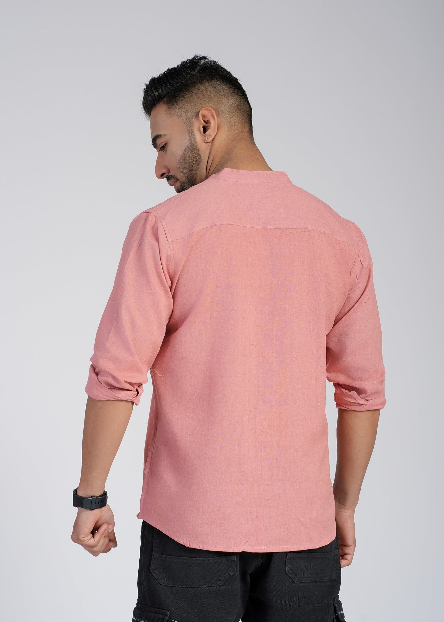 Solid Cotton Flax Full Sleeve Shirt