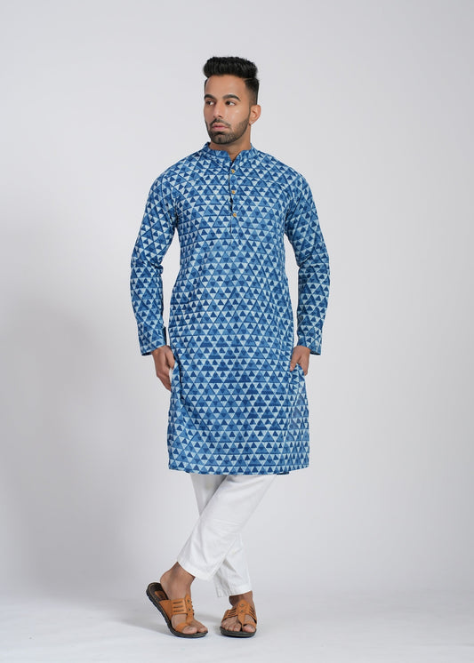Natural Indigo Cotton Full Sleeve Kurtas