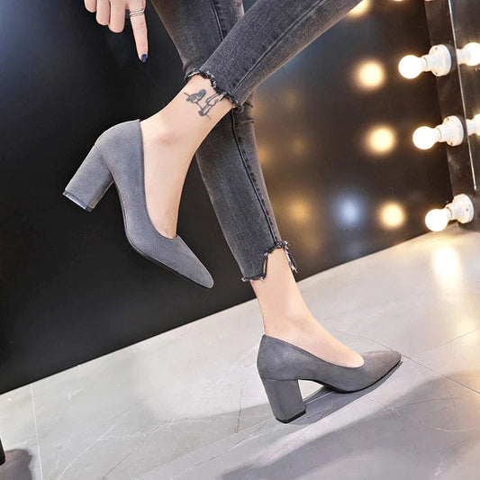 Grey Pointy Toe Pumps