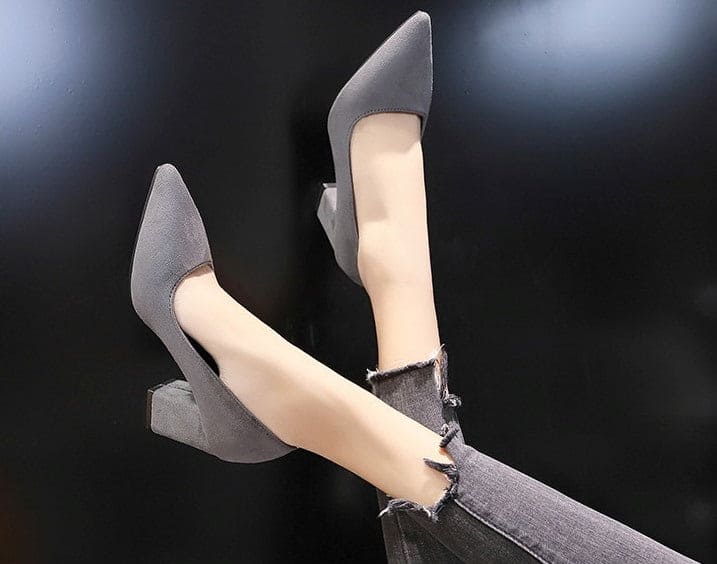 Grey Pointy Toe Pumps